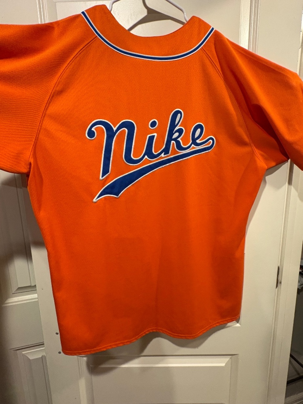 Vintage 1990's Nike Baseball Jersey Orange & Blue Large L